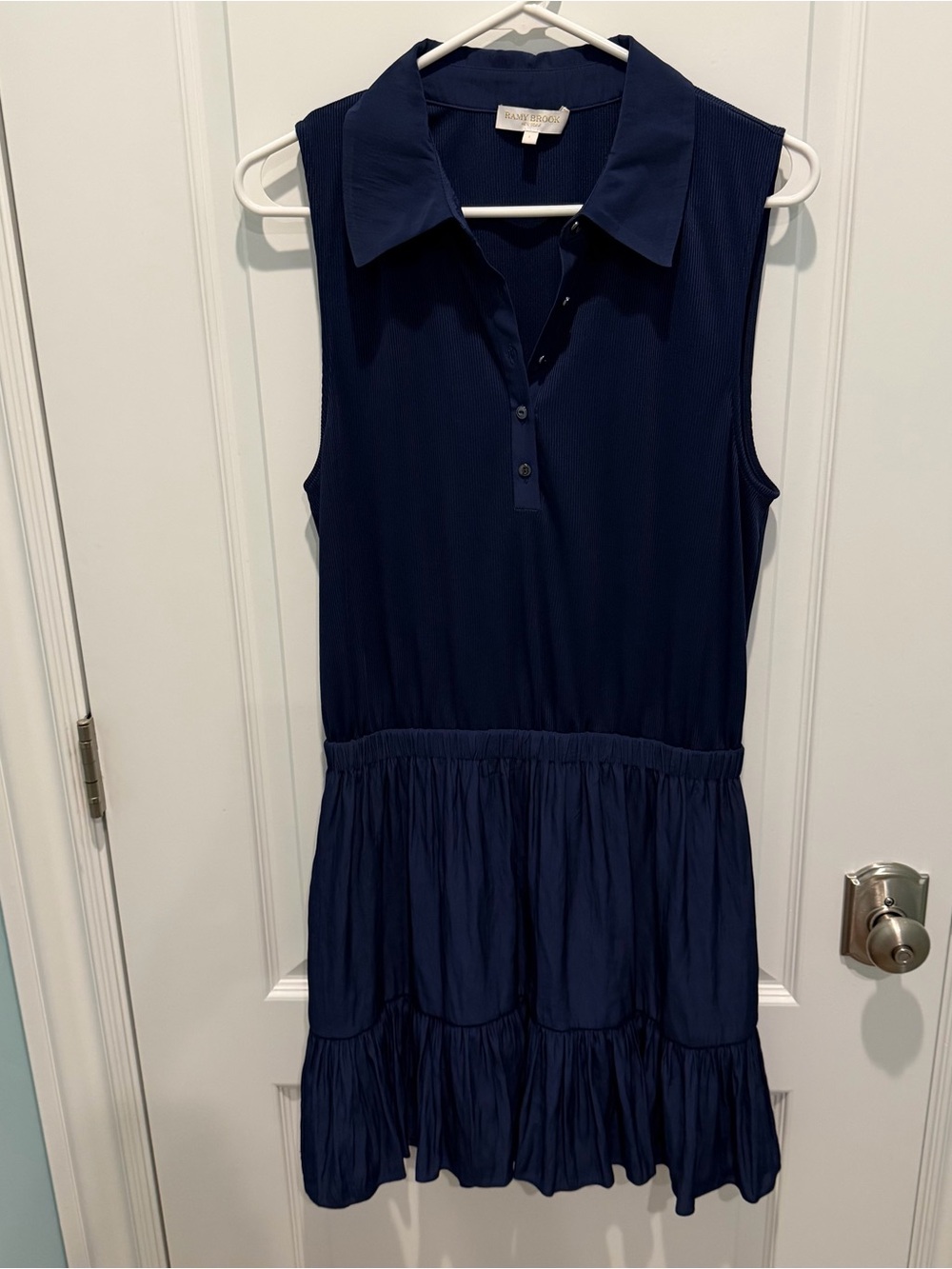 Ramy Brook Odessa Sleeveless Shirt-Dress Women’s Navy Blue Size L Classic Style